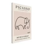 Minimalist Picasso Elephant Line Art Poster – Modern Animal Sketch Canvas Print in Blush Pink - Image 2