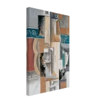 Abstract Melodies Cubist Canvas – Modern Instrumental Art Print with Teal Accents