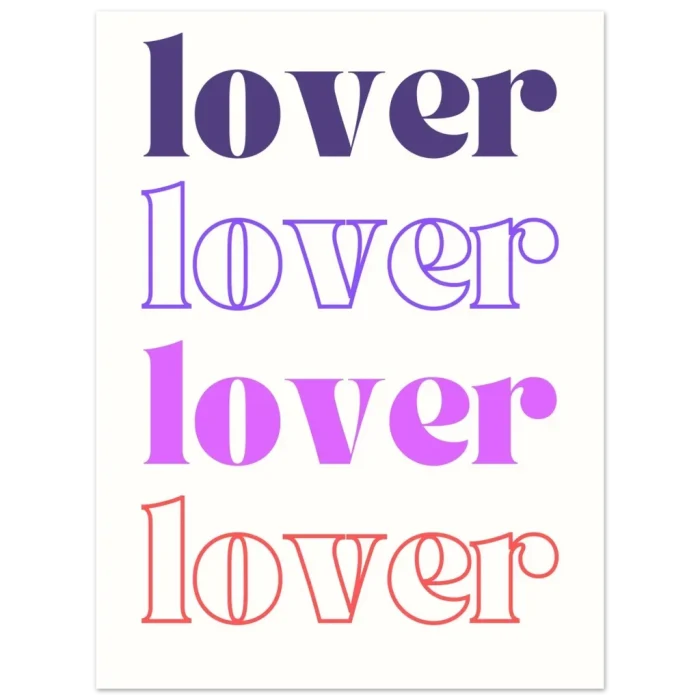 Retro Love Typography Print - Premium Matte Paper Poster in Vibrant Pink & Purple Hues, Multiple Sizes - Image 4