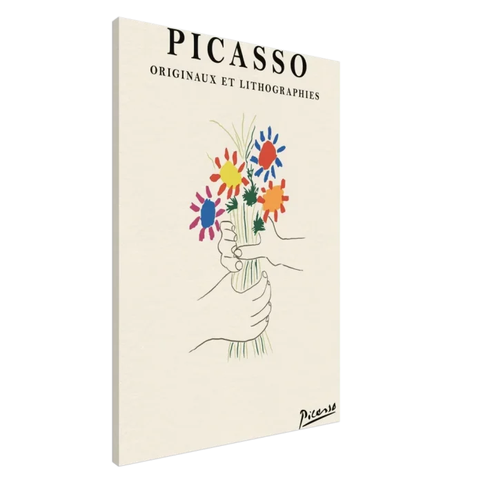 Picasso Hands with Flowers Canvas Print – Vibrant Modern Floral Wall Art - Image 3