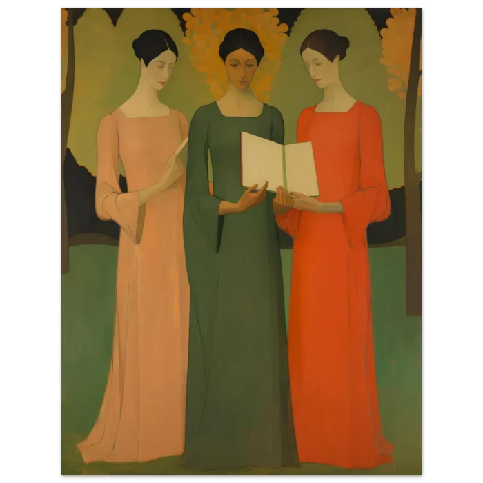 Autumnal Serenity: Three Muses Premium Matte Paper Poster - Vibrant Hues in Various Sizes - Image 5