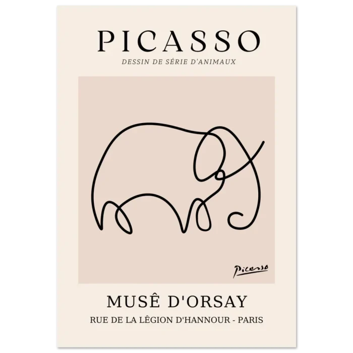 Picasso Elephant Line Art Poster - Minimalist 'Dessin de Série d'Animaux' Print for Modern Decor - Image 2