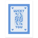 Lucky You Queen of Hearts Classic Semi-Glossy Paper Poster - Charming Blue & White Art Print - Image 2