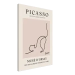 Minimalist Picasso Cat Line Art Poster – Modern Animal Sketch Canvas Print in Nude & Black - Image 4