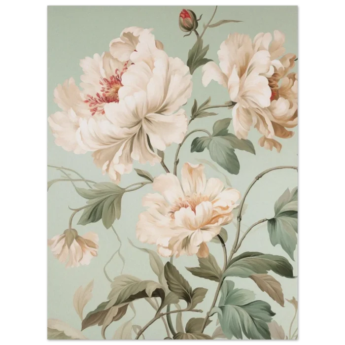 Vintage Botanical Peony Bloom Premium Matte Paper Poster - Serene Floral Art in Multiple Sizes - Image 2