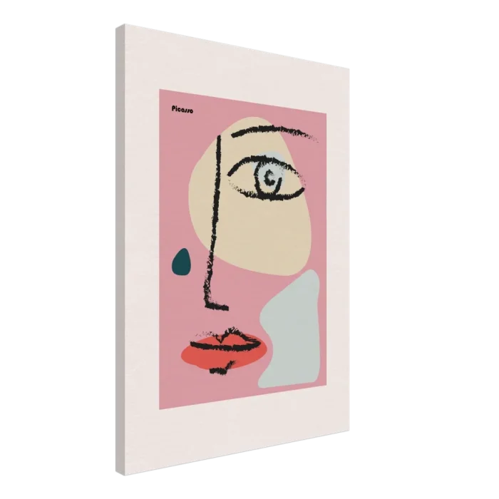 Abstract Picasso Face Canvas – Modern Cubist Wall Art in Vibrant Pink & Black - Image 4