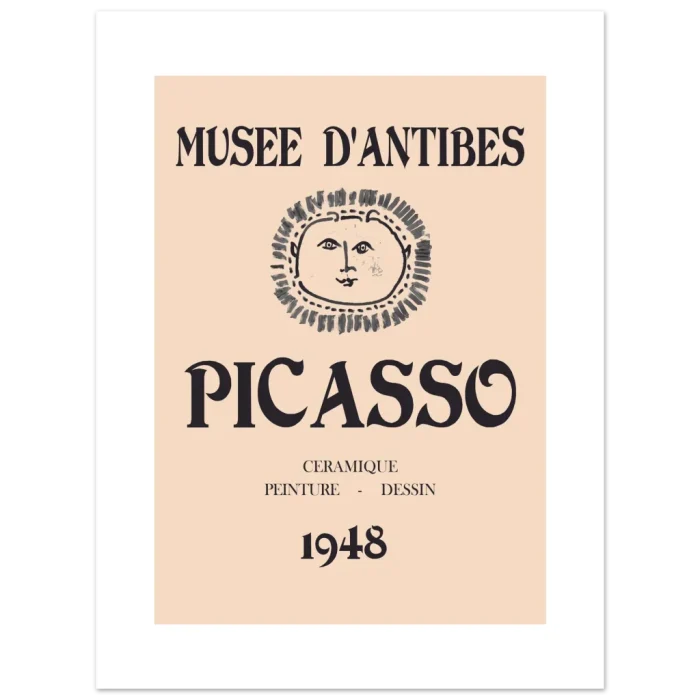 Picasso's Musee D'Antibes 1948 Sun Face Exhibit Poster - Premium Matte Paper Print - Image 3