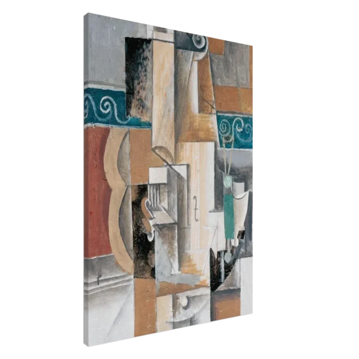 Abstract Melodies Cubist Canvas – Modern Instrumental Art Print with Teal Accents - Image 3