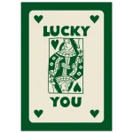 Lucky You Queen of Hearts Retro Tarot Style Semi-Glossy Poster