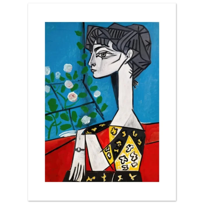 Picasso Cubist Woman Portrait Poster – Modern Abstract Figurative Art Print with Flowers Premium Matte Paper Poster - Image 3