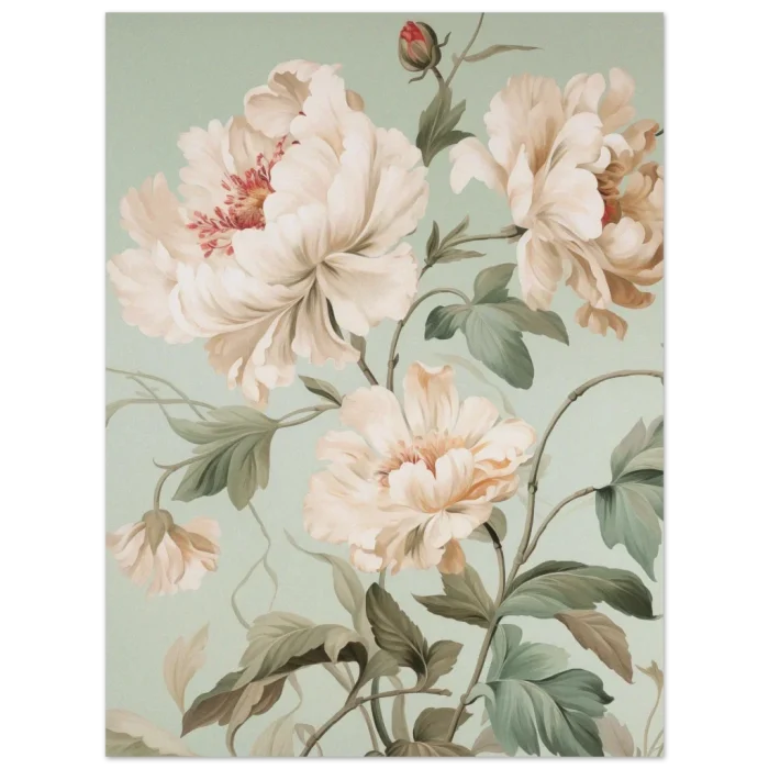 Vintage Botanical Peony Bloom Premium Matte Paper Poster - Serene Floral Art in Multiple Sizes - Image 3