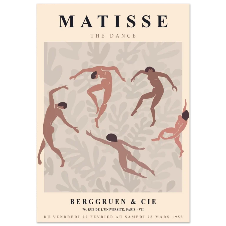 Henri Matisse The Dance exhibition poster with abstract dancing human figures in warm earth tones