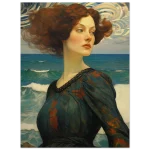 Whispers of the Sea Premium Matte Paper Poster - Romantic Art Nouveau Woman with Fiery Hair - Image 3