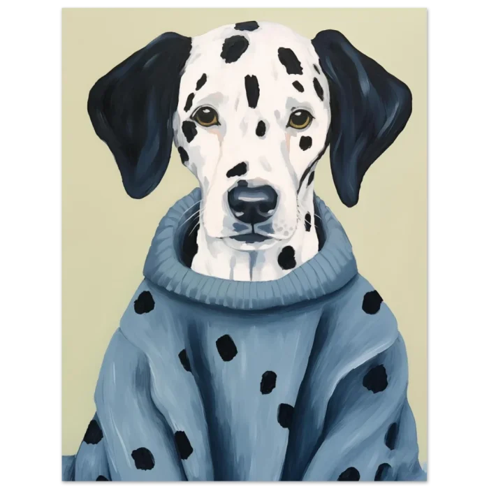 Chic Dalmatian in Sweater Art Print - Premium Matte Paper Poster - Image 5