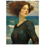 Whispers of the Sea Premium Matte Paper Poster - Romantic Art Nouveau Woman with Fiery Hair - Image 4