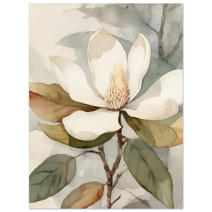 Soft Watercolor Magnolia Bloom - Premium Matte Paper Poster, 40 x 50 cm - Image 4