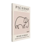 Minimalist Picasso Elephant Line Art Poster – Modern Animal Sketch Canvas Print in Blush Pink