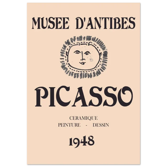 Picasso's Musee D'Antibes 1948 Sun Face Exhibit Poster - Premium Matte Paper Print - Image 2