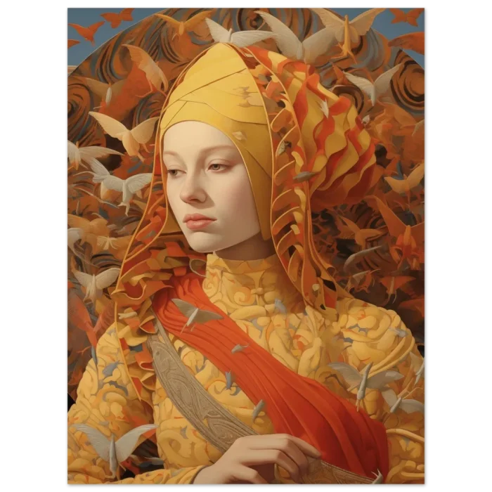 Mystic Empress: Golden Avian Tapestry 40x50 - Premium Matte Paper Poster - Image 3