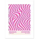 Bauhaus Exhibition Abstract Wave Poster – Premium Matte Paper Wall Art in Vivid Pink - Image 2