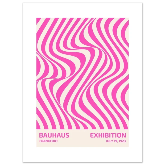 Bauhaus Exhibition Abstract Wave Poster – Premium Matte Paper Wall Art in Vivid Pink - Image 2