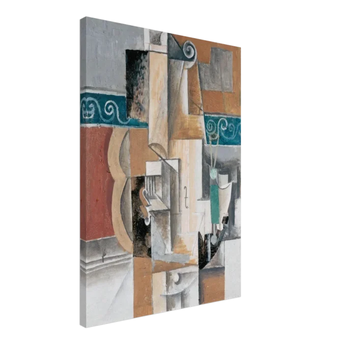 Abstract Melodies Cubist Canvas – Modern Instrumental Art Print with Teal Accents - Image 4