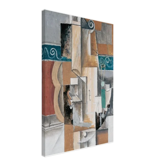 Abstract Melodies Cubist Canvas – Modern Instrumental Art Print with Teal Accents - Image 2