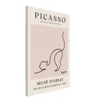 Minimalist Picasso Cat Line Art Poster – Modern Animal Sketch Canvas Print in Nude & Black - Image 2