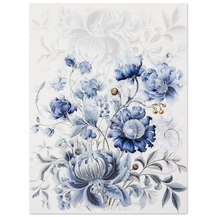 Indigo Bloom Botanical Art Print - Premium Matte Paper Poster in Multiple Sizes - Image 3