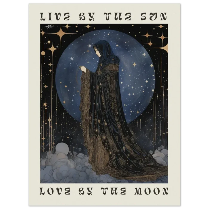 Celestial Sorceress Art Print: 'Live by the Sun, Love by the Moon' Premium Matte Poster in Multiple Sizes - Image 3