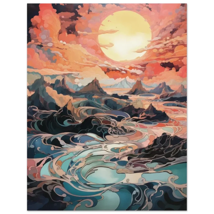 Abstract Sunset River Poster - Vibrant Waters & Golden Skies in 6 Sizes - Image 5