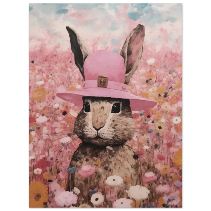 Chic Woodland Rabbit in Pink Hat - 40 x 50 Premium Matte Paper Poster - Image 4