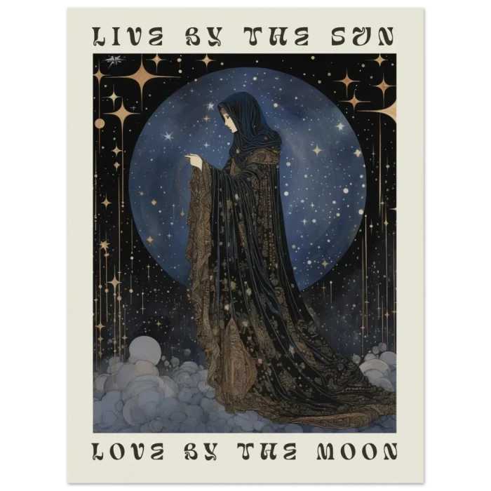 Celestial Sorceress Art Print: 'Live by the Sun, Love by the Moon' Premium Matte Poster in Multiple Sizes - Image 4