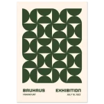 Bauhaus Exhibition Poster - Geometric Pattern Wall Art in Forest Green & Cream