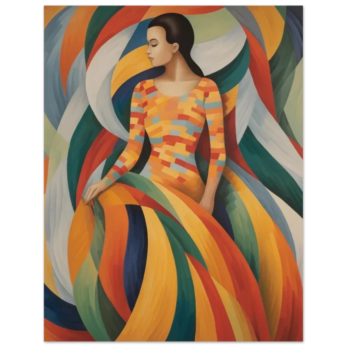 Abstract Art Deco Figure Premium Matte Paper Poster - Dynamic Color Waves & Elegant Form - Image 5