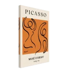 Picasso Musê d'Orsay Abstract Art Canvas – Black Line Art on Vibrant Orange – Modern Museum Print for Home Decor