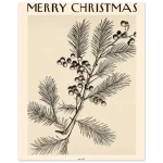 Vintage Botanical Holly "Merry Christmas" Art Poster - Premium Matte Paper Print in Multiple Sizes