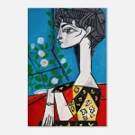 Cubist Muse Canvas Print – Bold Modern Portrait Art in Blue, Red & Yellow - Image 6