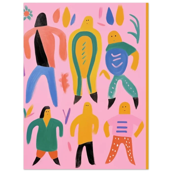 Abstract Joyful Figures 40 x 50 - Premium Matte Paper Poster in Vibrant Pink and Bold Hues - Image 2