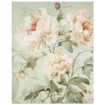 Vintage Bloom Floral Poster - Elegant Peony Art Print in Soft Sage & Cream - Premium Matte Paper, Multiple Sizes