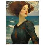 Whispers of the Sea Premium Matte Paper Poster - Romantic Art Nouveau Woman with Fiery Hair - Image 2