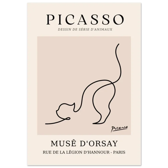 Picasso Cat Line Art Poster - Minimalist Animal Drawing for Modern Homes, in Your Choice of Sizes - Image 2