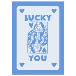 Lucky You Queen of Hearts Classic Semi-Glossy Paper Poster - Charming Blue & White Art Print