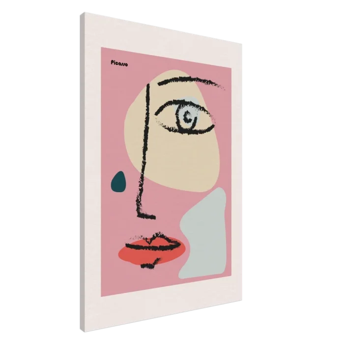 Abstract Picasso Face Canvas – Modern Cubist Wall Art in Vibrant Pink & Black - Image 3