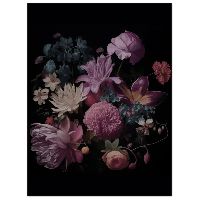 Timeless Floral Bouquet - Dark Academia Style Premium Matte Paper Poster in Multiple Sizes - Image 4