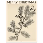 Vintage Botanical Holly "Merry Christmas" Art Poster - Premium Matte Paper Print in Multiple Sizes - Image 3