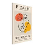 Abstract Picasso-Inspired Face Line Art Canvas – Modern Expressionist Wall Art in Vibrant Hues - Image 2