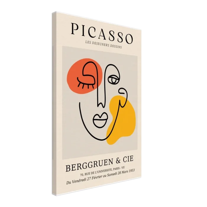 Abstract Picasso Face Line Art Canvas – Modern Expressionist Wall Art in Vibrant Hues - Image 2