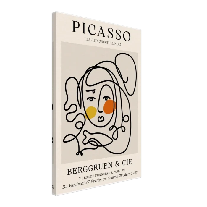 Picasso Abstract Face Canvas Print – Modern Line Art Exhibition Poster in Your Choice of Size - Image 2