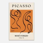 Picasso Musê d'Orsay Abstract Art Canvas – Black Line Art on Vibrant Orange – Modern Museum Print for Home Decor - Image 6